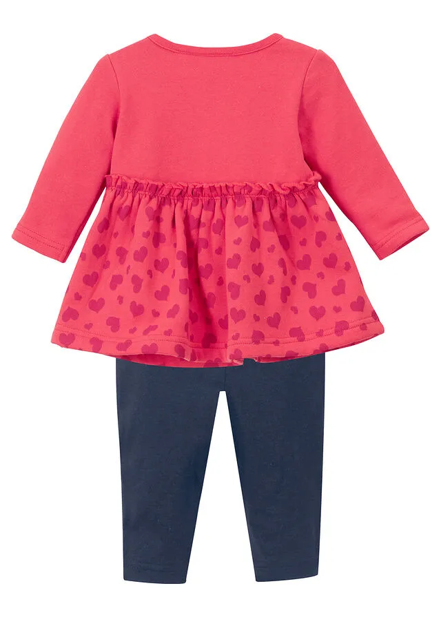 VESTIDO SUDADERA Y LEGGINGS PARA BEBé (2 PIEZAS) DE ALGODóN ORGáNICO ROSA QUISQUILLAGRANATEAZUL OSCURO